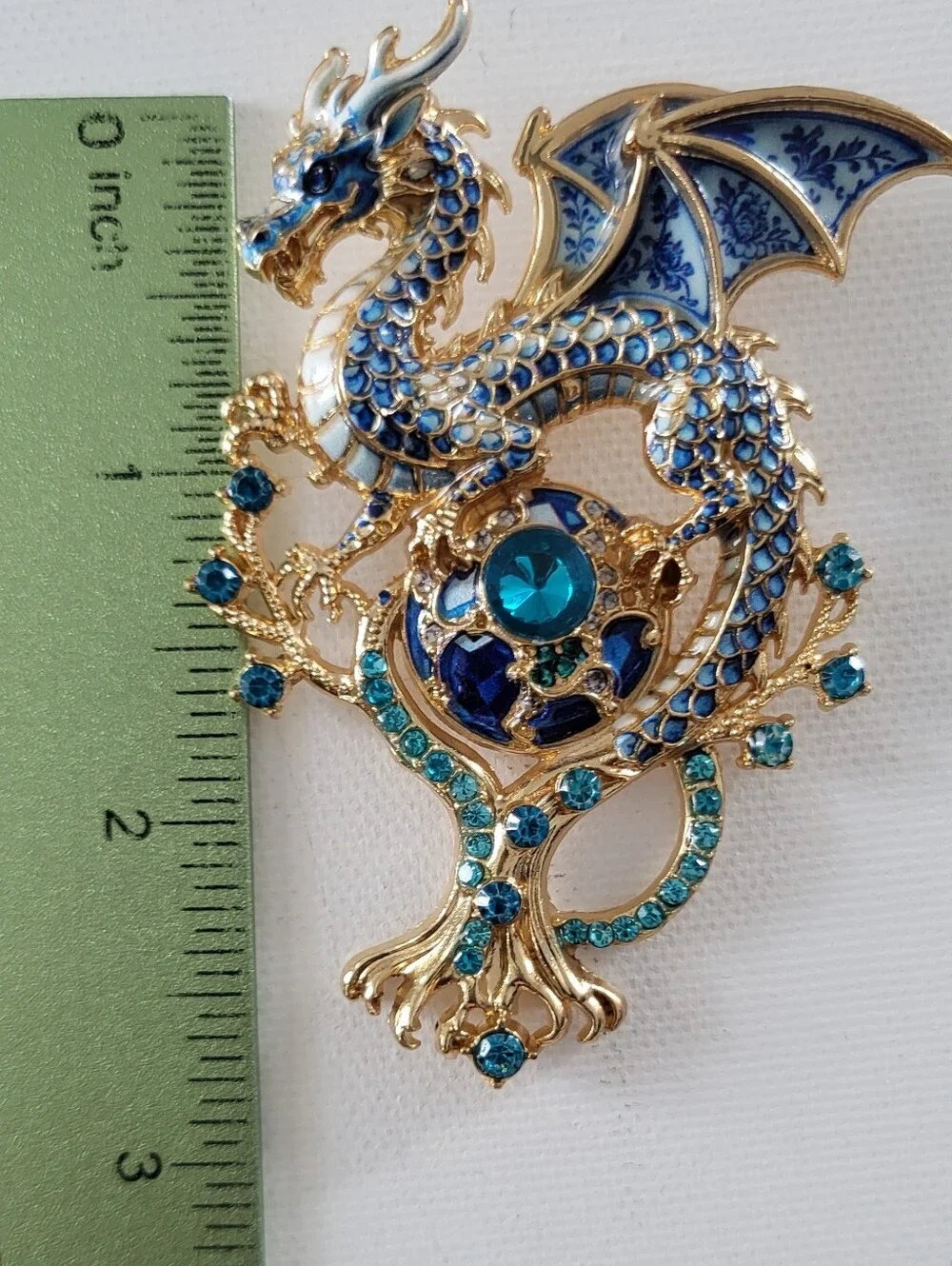 Stunning Blue Crystal Dragon Brooch - Women's Jewelry